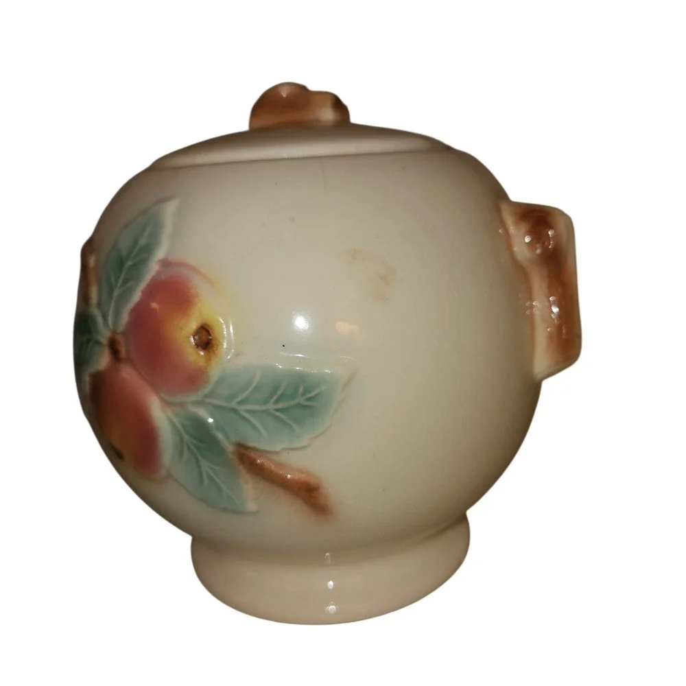 Cottagecore RRP Co Roseville Ohio Apple Cookie Jar Ceramic Can 312 Cream Red